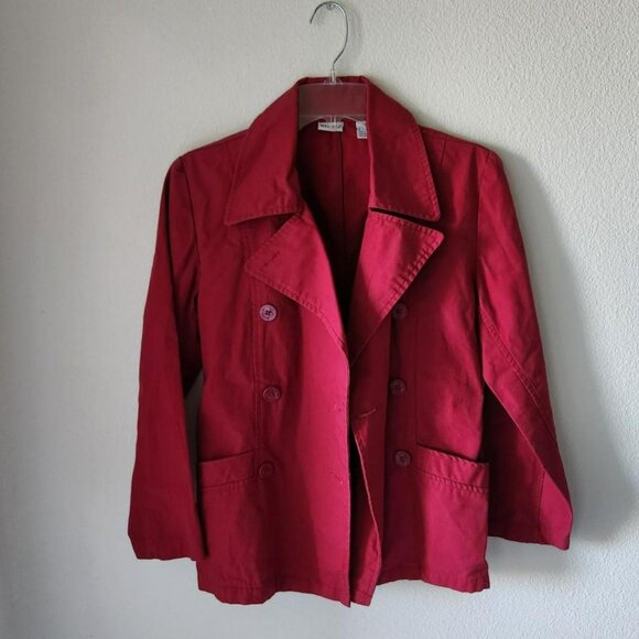 Merona Red Peacoat Jacket Sz XS 100% cotton vintage Preppy academia - Picture 2 of 8